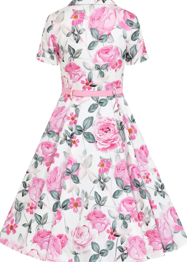 Hearts & Roses Luella Floral 50's Swing Dress White