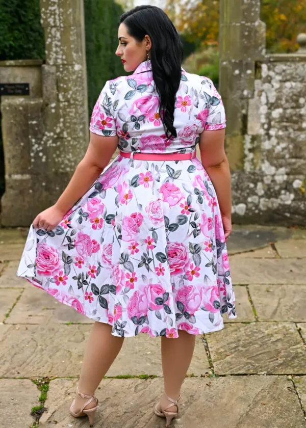Hearts & Roses Luella Floral 50's Swing Dress White
