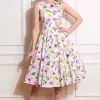 Hearts & Roses Naomi Floral 50's Swing Dress White