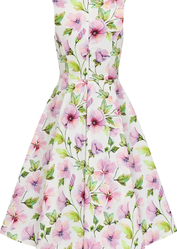 Hearts & Roses Naomi Floral 50's Swing Dress White
