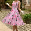 Hearts & Roses Nellie Floral 50's Swing Dress Pink