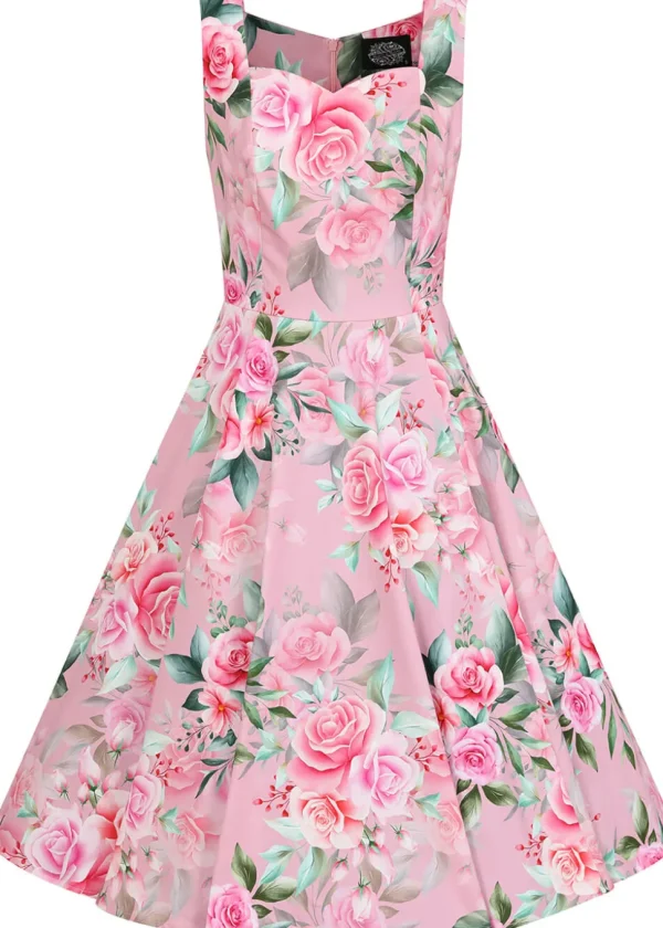 Hearts & Roses Nellie Floral 50's Swing Dress Pink