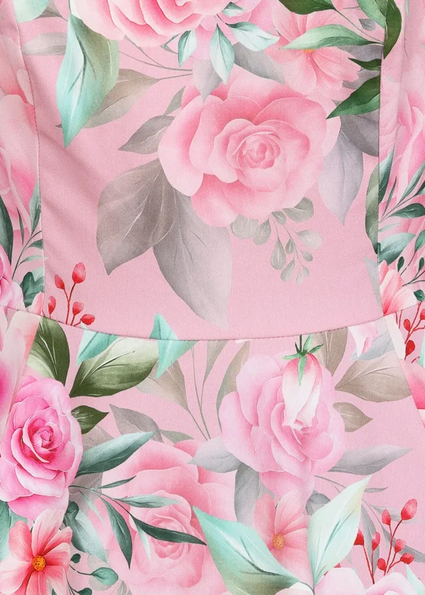 Hearts & Roses Nellie Floral 50's Swing Dress Pink