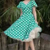 Hearts & Roses Nina Polkadot 50's Swing Dress Green
