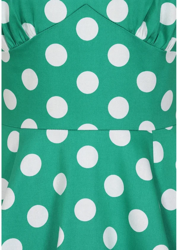 Hearts & Roses Nina Polkadot 50's Swing Dress Green