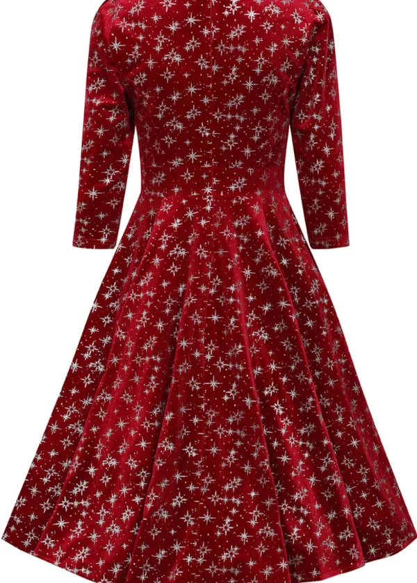 Hearts & Roses Paris Sparkle Velvet 50's Swing Dress Red