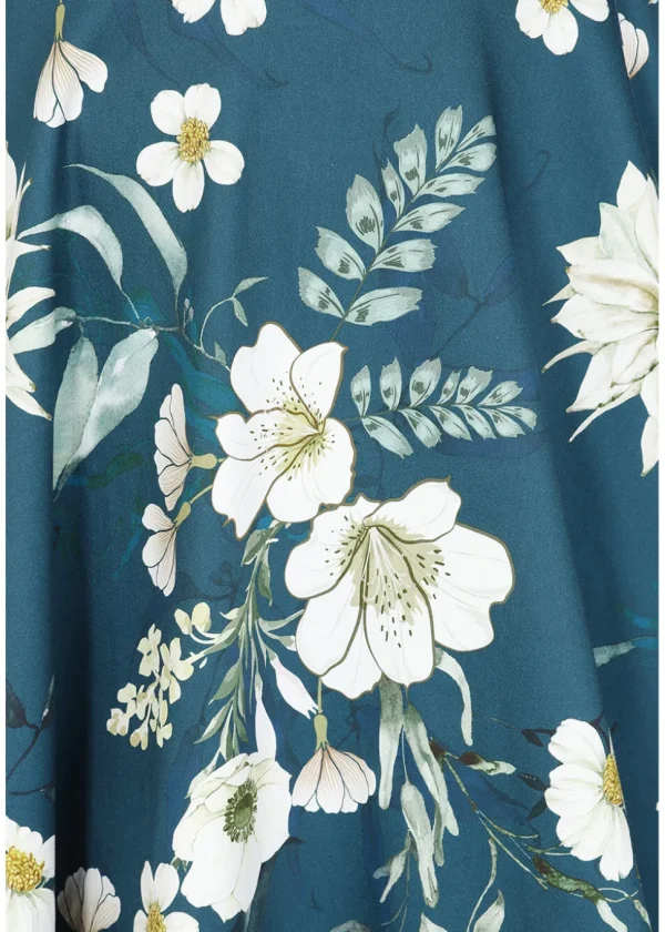 Hearts & Roses Petal Floral 50's Swing Dress Blue