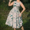 Hearts & Roses Rey Floral 50's Swing Dress Grey
