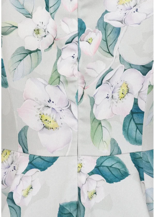 Hearts & Roses Rey Floral 50's Swing Dress Grey