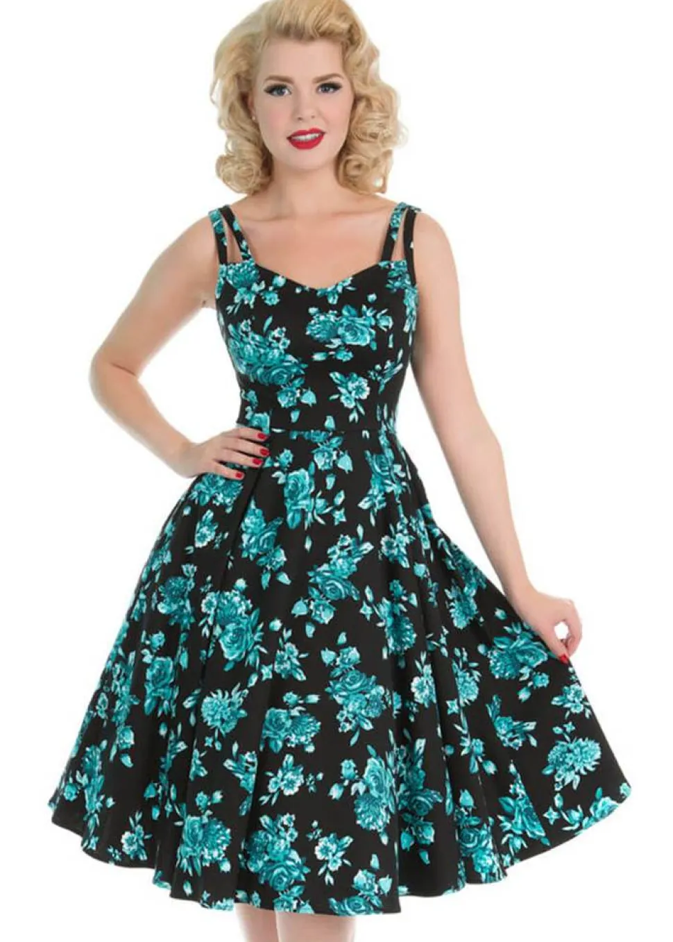 hearts__roses_rosacea_s_s_0.webp Hearts & Roses Rosacea 50's Swing Dress Black