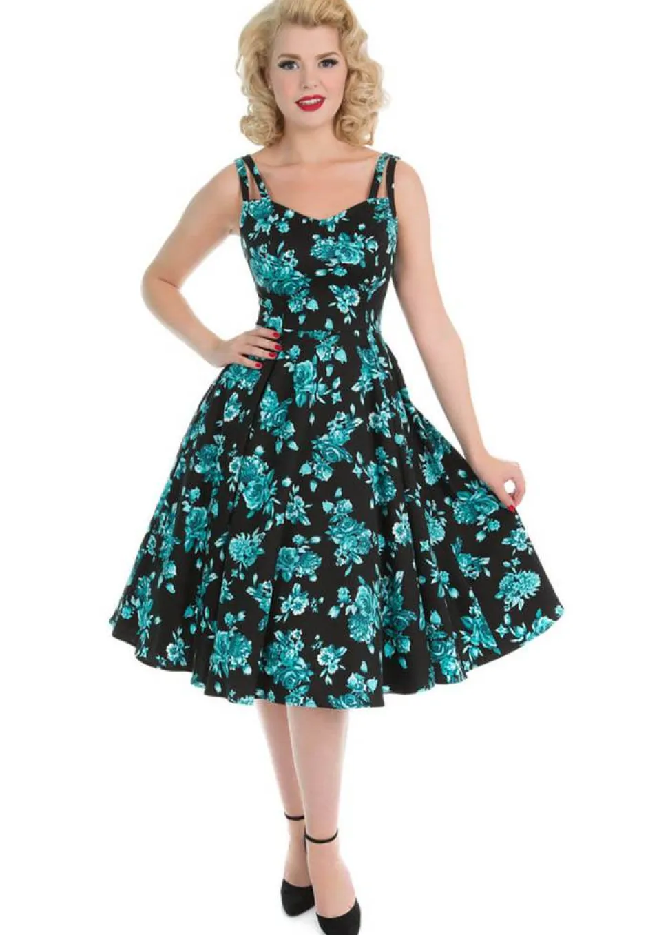 hearts__roses_rosacea_s_s_2.webp Hearts & Roses Rosacea 50's Swing Dress Black