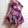 Hearts & Roses Sydney Floral 50's Swing Dress Purple