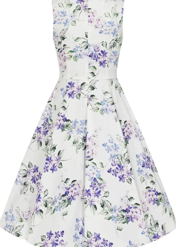 Hearts & Roses Tasha Floral 50's Swing Dress White Blue