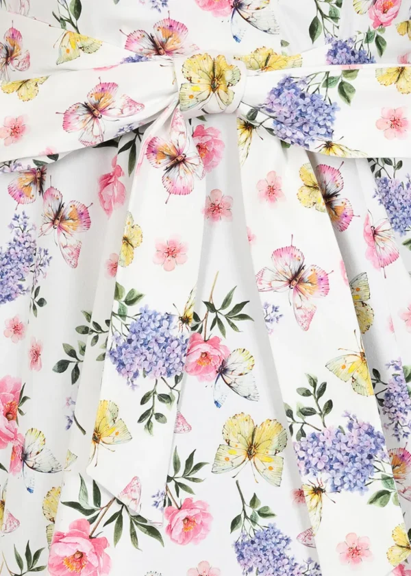 Hearts & Roses Zoey Floral Butterfly 50's Swing Dress White