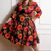 Hearts & Roses Eden Floral 50's Swing Dress Black