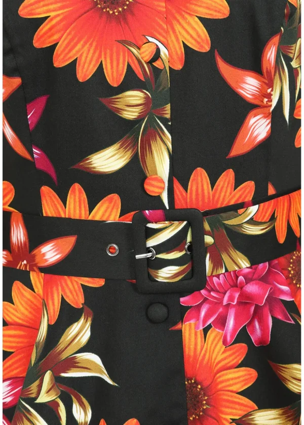 Hearts & Roses Eden Floral 50's Swing Dress Black