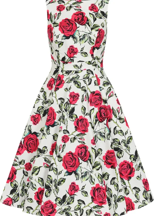 Hearts & Roses Hazel Floral 50's Swing Dress Ivory