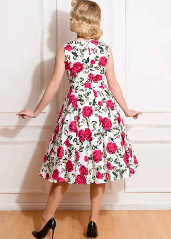 Hearts & Roses Hazel Floral 50's Swing Dress Ivory