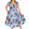 Hearts & Roses Jolene Floral 50's Swing Dress Blue