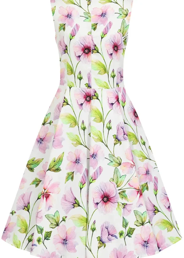 Hearts & Roses Kids Naomi Floral 50's Swing Dress White