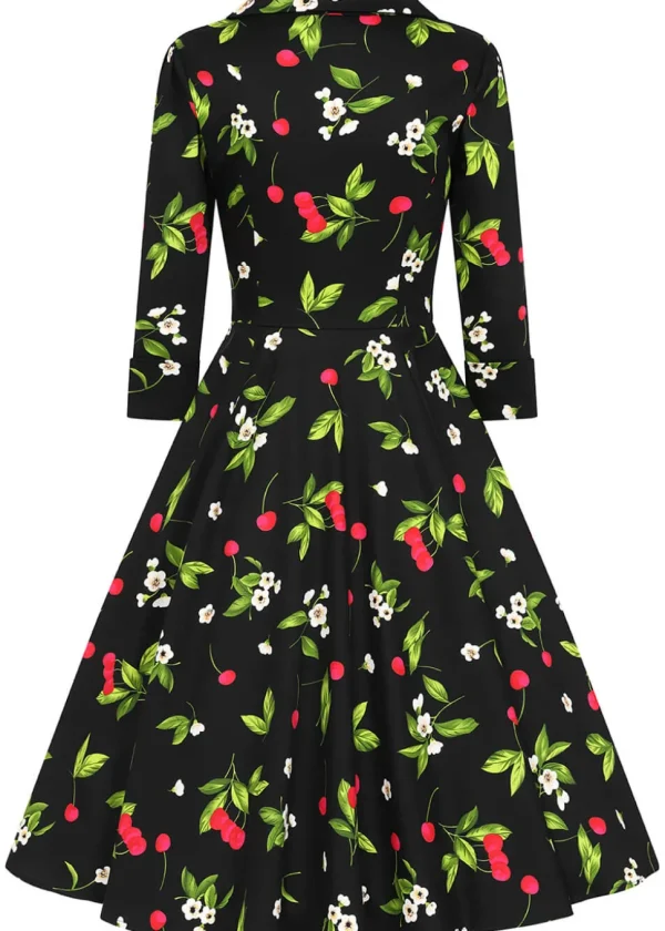 Hearts & Roses Natasha Cherry 50's Swing Dress Black