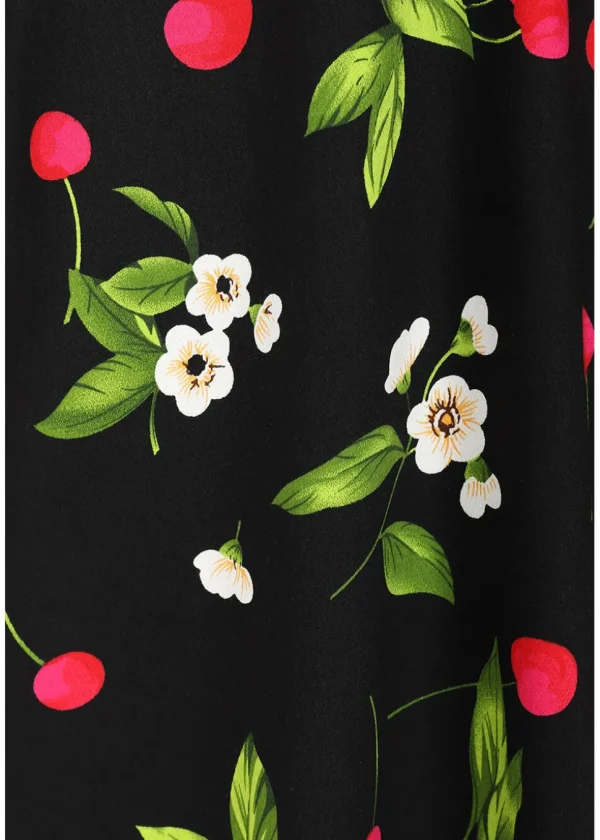Hearts & Roses Natasha Cherry 50's Swing Dress Black
