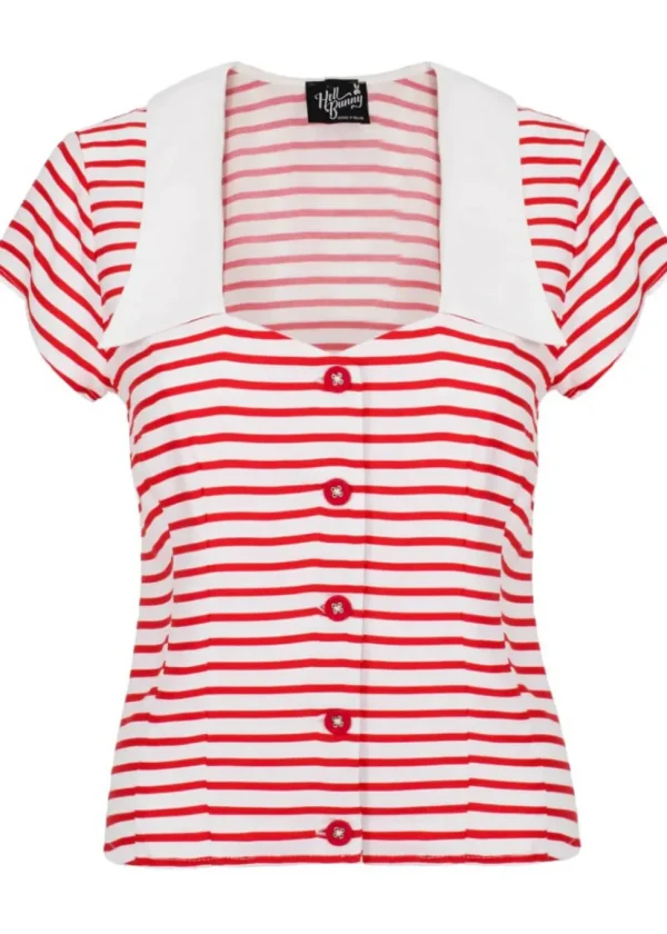 Hell Bunny Ahoy Stripe 40's Blouse Red