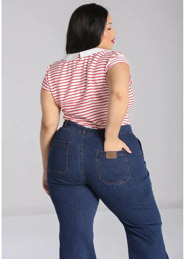 Hell Bunny Ahoy Stripe 40's Blouse Red