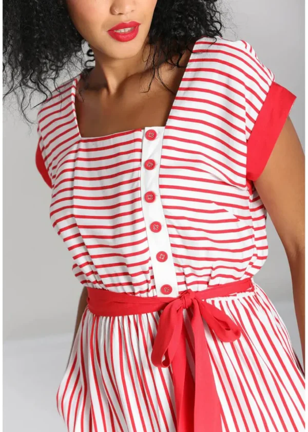 Hell Bunny Ahoy Stripe 40's Dress Red