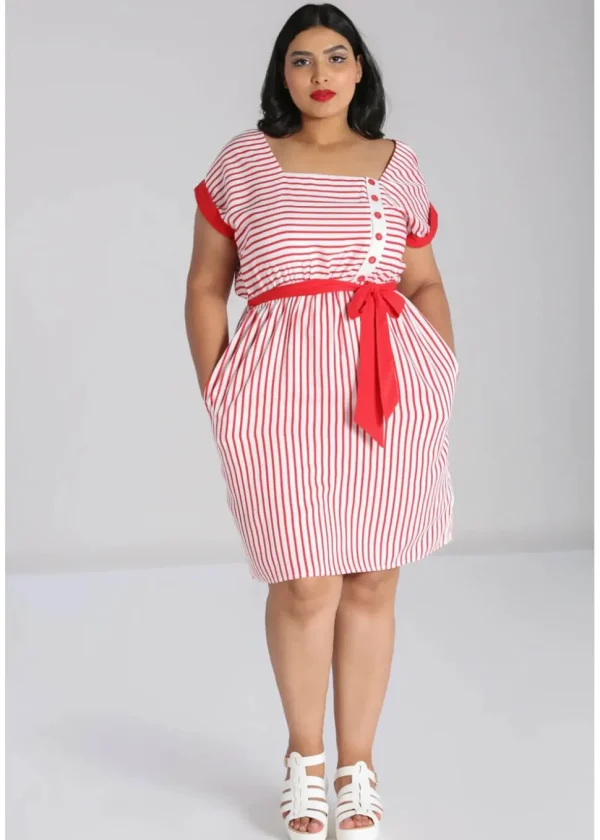 Hell Bunny Ahoy Stripe 40's Dress Red