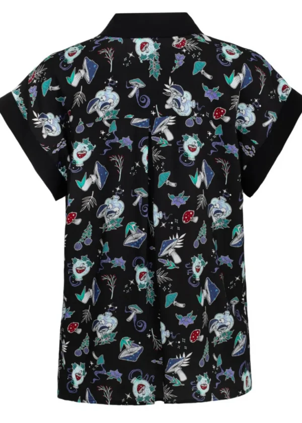 Hell Bunny Amanita Mushroom 80's Shirt Black