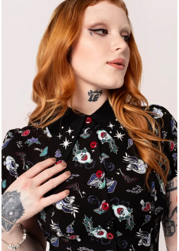 Hell Bunny Amanita Mushroom 60's Short Dress Black