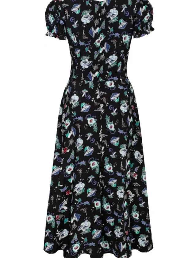 Hell Bunny Amanita Mushroom 70's Midi Dress Black