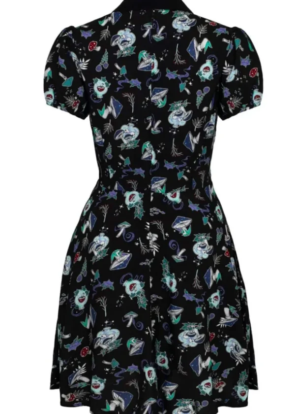 Hell Bunny Amanita Mushroom 60's Short Dress Black