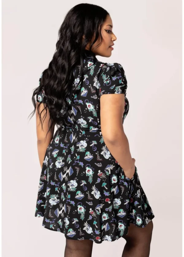 Hell Bunny Amanita Mushroom 60's Short Dress Black