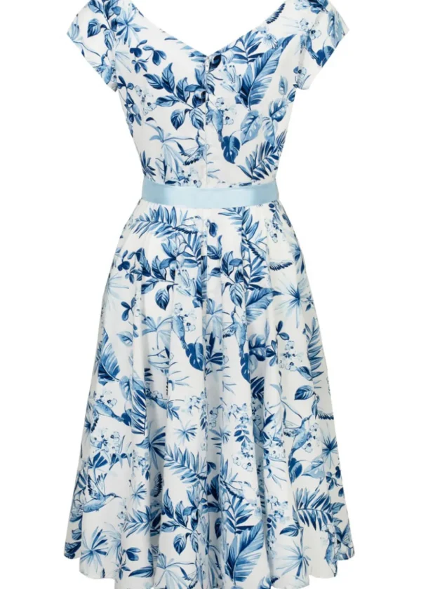 Hell Bunny Amazilia Leaves 50's Swing Dress Blue