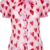 Hell Bunny Aphrodite Hearts 40's Blouse Pink