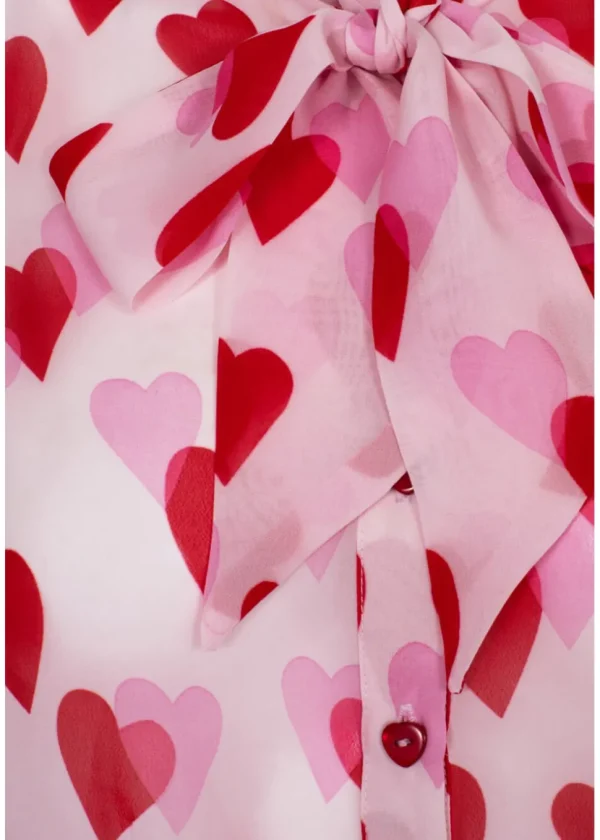 Hell Bunny Aphrodite Hearts 40's Blouse Pink
