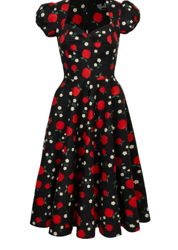 Hell Bunny Apple Pie 40's Swing Dress Black