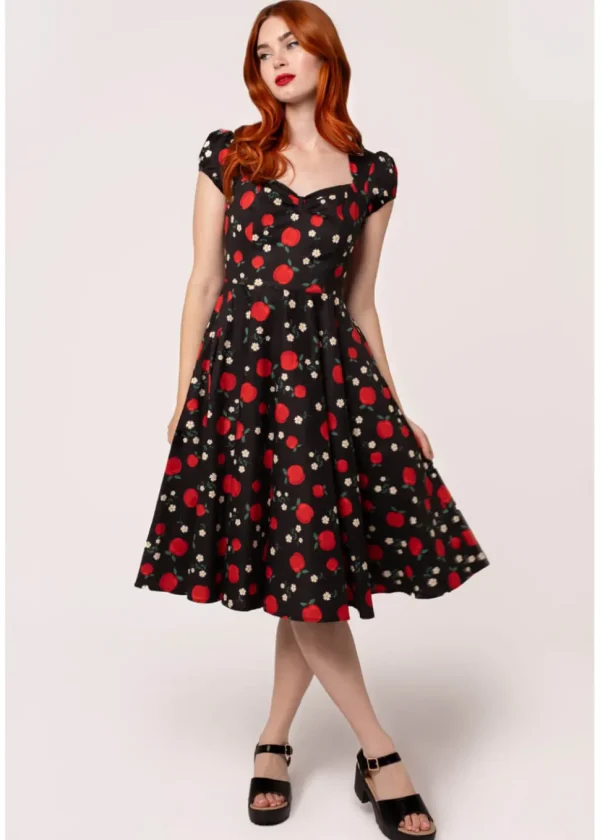 Hell Bunny Apple Pie 40's Swing Dress Black