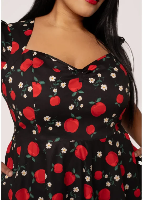 Hell Bunny Apple Pie 40's Swing Dress Black