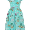 Hell Bunny Ayanna Tiki 50's Swing Dress Aqua