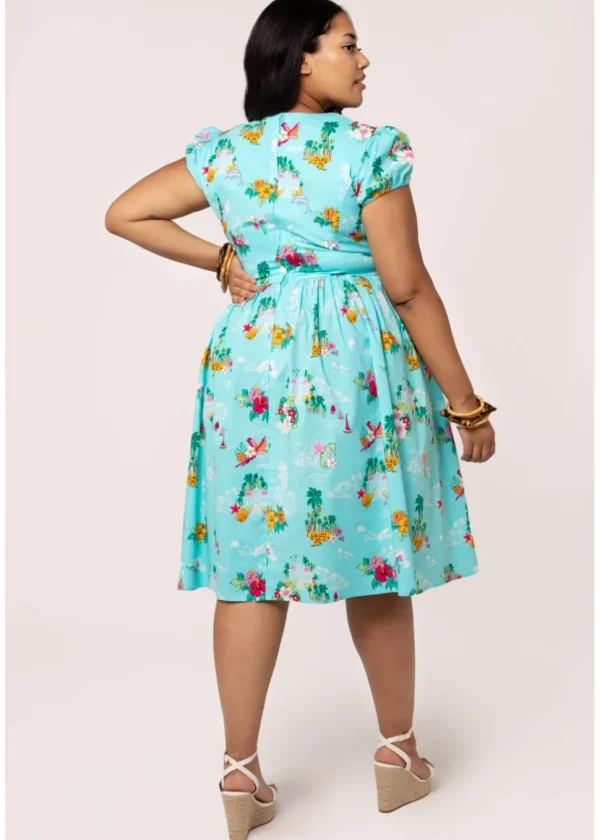 Hell Bunny Ayanna Tiki 50's Swing Dress Aqua