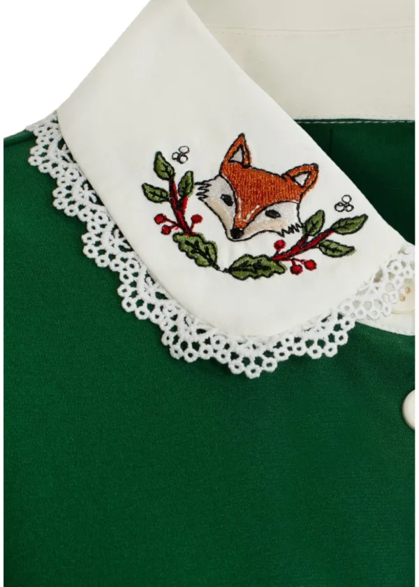 Hell Bunny Basil Fox Mini Dress Green