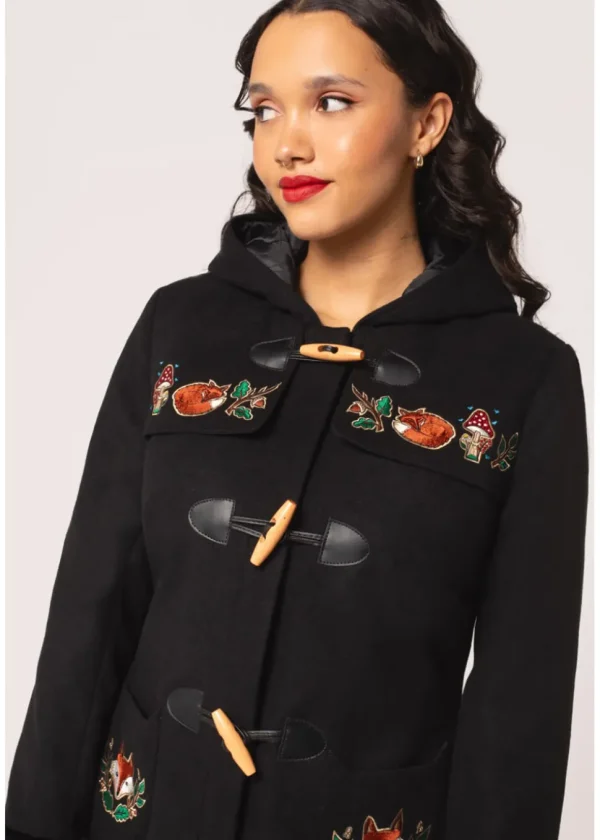 Hell Bunny Basil Fox 60's Coat Black