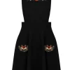 Hell Bunny Basil Fox 40's Pinafore Swing Dress Black