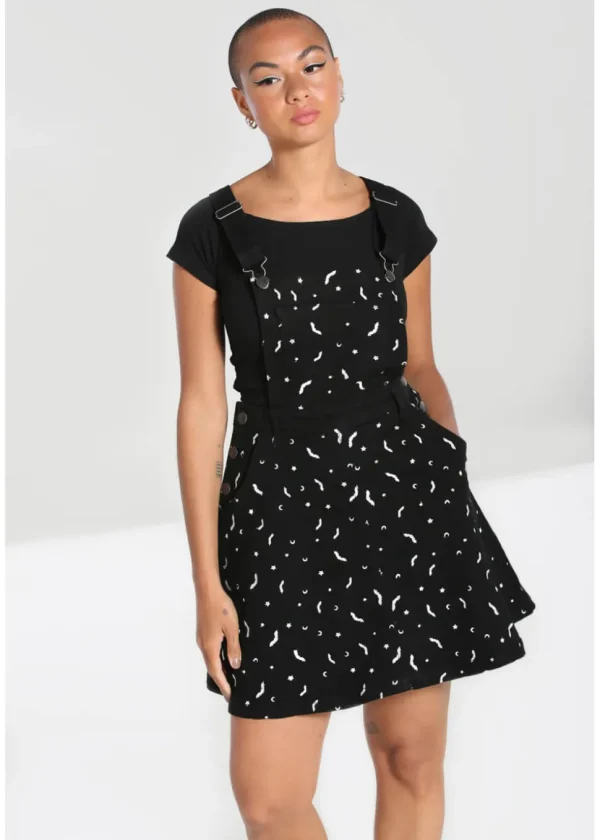 Hell Bunny Bat 60's Pinafore Dress Black
