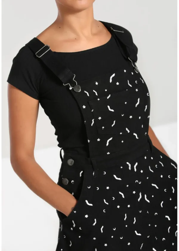 Hell Bunny Bat 60's Pinafore Dress Black