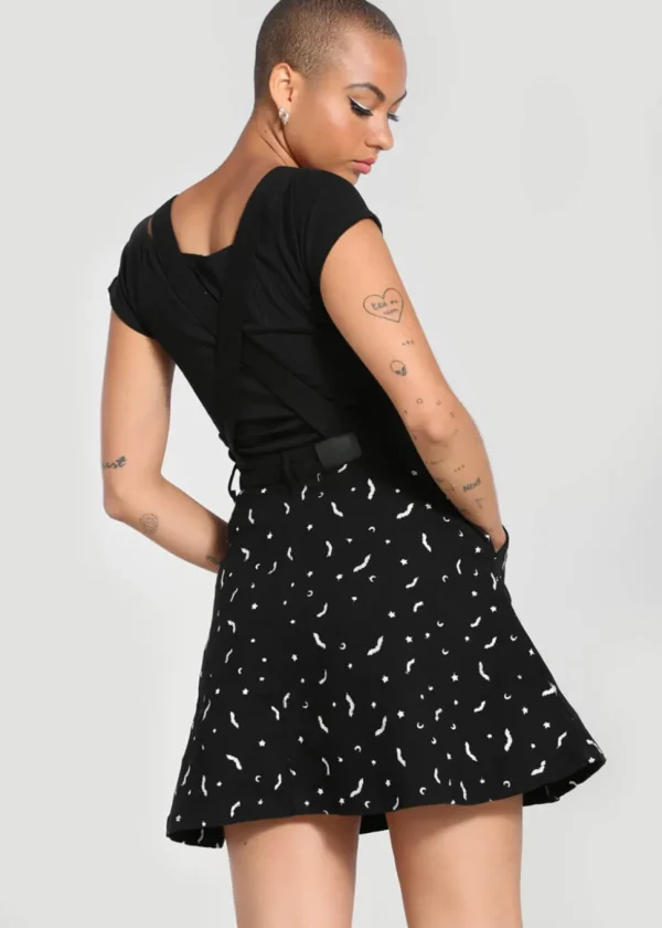 Hell Bunny Bat 60's Pinafore Dress Black