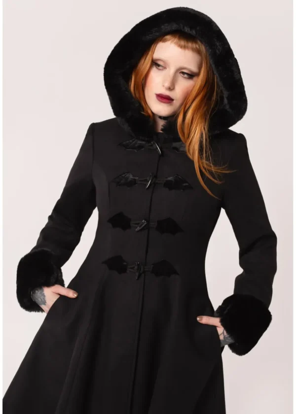 Hell Bunny Batilda Bat Duffel Coat Black